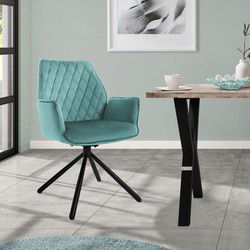 Draaibare eetkamerstoel met rugleuning en armleuningen Sage keukenstoel met microvezel fluwelen bekleding ML design