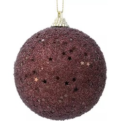 Kerstbal Foam Glitter Ster Pailletten - Mahonie