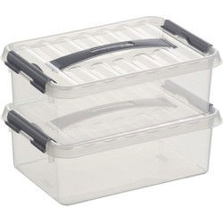 Sunware opbergbox - 2x - transparant - 4L - 30 x 20 x 10 cm - Opbergbox