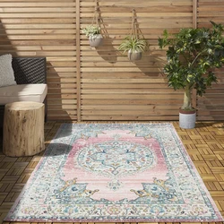 Sena Vintage Medaillon Roze vloerkleed - Indoor En Outdoor - 160 X 230 CM