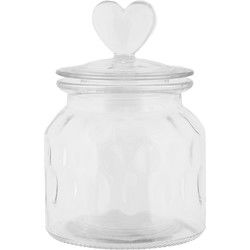 Clayre & Eef Voorraadpot Deksel Ø 11x16 cm Transparant Glas Hart