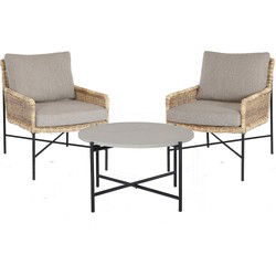 Estoril Lounge Set - 3 stuks - Staal Zwart