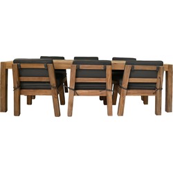 HSM Collection-Tuintafel Set Aruba 6 Stoelen-260x100x76-Naturel/Grijs-Teak/Stof