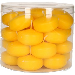 56x Drijvende kaarsen geel 5 cm 4 branduren - Drijfkaarsen