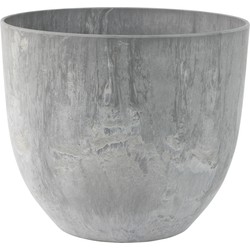 Bloempot/plantenpot van gerecycled kunststof betongrijs D33 en H29 cm - Plantenpotten