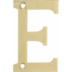 AMIG Huisnummer/letter E - massief messing - 5cm - incl. bijpassende schroeven - gepolijst - goudkleur - Huisnummers