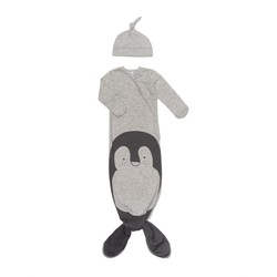 Snoozebaby Snoozebaby Slaapzak & Pakje in 1 Grey Melange Pinguin incl. Mutsje - 0-3 mnd