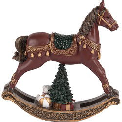 Clayre & Eef Kerstdecoratie Beeld Hobbelpaard Bruin Kunststof