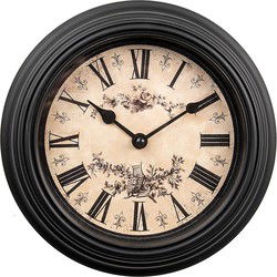 Clayre & Eef Wandklok Zwart Beige Kunststof