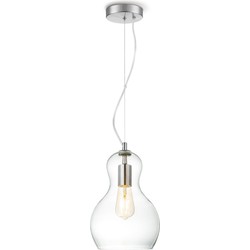Moderne Hanglamp Bello - Helder - 21/21/138cm - hanglamp gemaakt van Glas - geschikt voor E27 LED lichtbron - Pendellamp geschikt voor woonkamer, slaapkamer en keuken