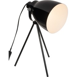 Retro tafellamp/schemerlamp zwart metaal 42 cm - Bureaulampen