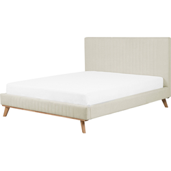 TALENCE  - Tweepersoonsbed - Lichtbeige - 160 x 200 cm - Chenille