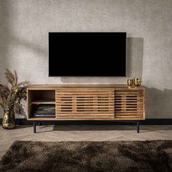 Tv-Meubel Acaciahout Naturel - 2 Deuren - Kast Slide