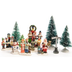 Lumineo kerstdorp figuurtjes - zingende mensen - 6 x 6,5 x 7 cm - polyresin - Kerstdorpen