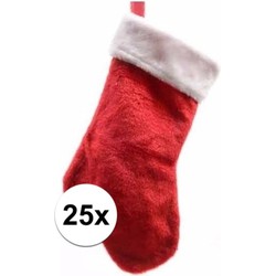 25x Pluche kerstsokken 40 cm rood/wit - Kerstsokken