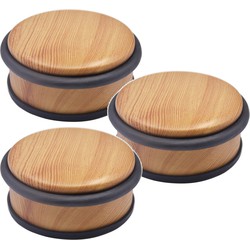 3x Stuks ronde deurstopper houtlook 10 x 4,5 cm van metaal - Deurstoppers