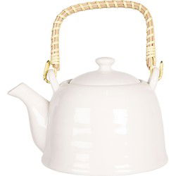 Clayre & Eef Theepot met Filter Wit Porselein