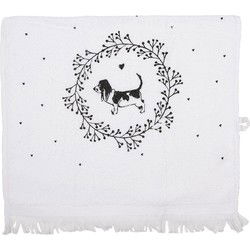 Clayre & Eef Gastendoekje 40x66 cm Wit Katoen Hond