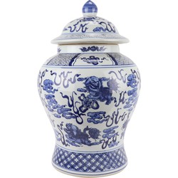 Fine Asianliving Chinese Gemberpot Blauw Wit Porselein Handgeschilderd