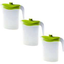 Hega Hogar Waterkan/sapkan - 3x - groen deksel - 2,5L - 11 x 26 cm - Schenkkannen