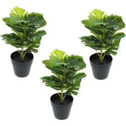 Greendream set van 3 mini Monstera - Gatenplant - Kunstplanten 30 cm