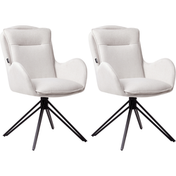 Beliani AVELAR - Eetkamerstoel-Beige-Polyester
