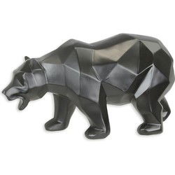 A RESIN POLYGONAL FIGURINE OF A BEAR, BLACK