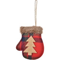 Clayre & Eef Kersthanger Wanten 10 cm Rood Synthetisch Kerstboomversiering