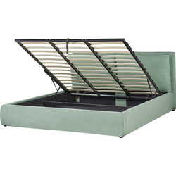BAJONNA - Bed met opbergruimte - Mintgroen - 180 x 200 cm - Fluweel