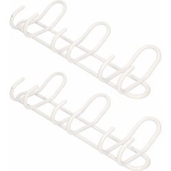 2x Witte garderobekapstokken / jashaken / wandkapstokken aluminium 3x dubbele haak 14,5 x 40 cm - Kapstokhaken