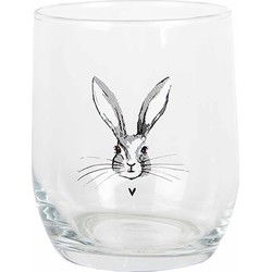 Clayre & Eef Waterglas 300 ml Transparant Glas Konijn Drinkbeker