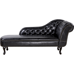 Beliani NIMES - Chaise longue-Zwart-Kunstleer