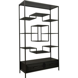 PTMD Lixly Black wood iron frame open cabinet