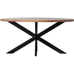 Eettafel Ovaal - Hout - Metaal - 160x100x77cm - Kim - Giga Meubel