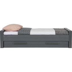 WOOOD Dennis Bed Incl.Bedlade/Lattenrol - Grenen - Staalgrijs -219x95
