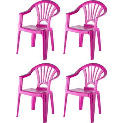 Camping Kinderstoel kunststof - 4x - fuchsia roze - 37 x 31 x 51 cm - Kinderstoelen