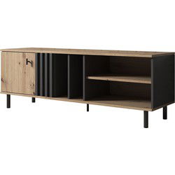 Meubella - TV-Meubel Marcos - Eiken - Antraciet - 138 cm