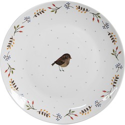 Clayre & Eef Ontbijtbord  Ø 20 cm Wit Keramiek Vogel