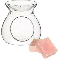 Ideas4seasons Amberblokjes/geurblokjes cadeauset - roos geur - inclusief geurbrander - Geurbranders