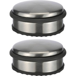 2x stuks deurstoppers rond metaal 10 x 4 cm - Deurstoppers