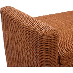 Cosmo Casa Bank Kruk - Rattan met opbergruimte en kussens 88cm - Honingkleurig