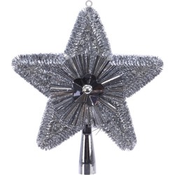 Kerstboom piek glitters zilver 23 cm - kerstboompieken