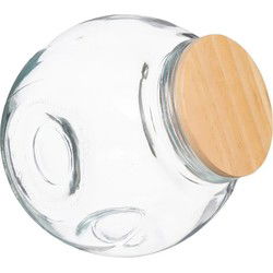 5Five Snoeppot/voorraadpot - 4x - 1,5L - glas - met houten deksel - Voorraadpot