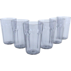 OTIX Plastic Drinkglazen - Herbruikbaar - Set van 6 - Waterglas - Groot - 350ml - Transparant - Grijs - Kunststof