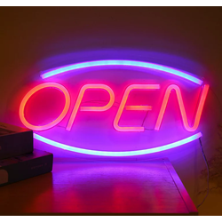 Groenovatie LED Neon Wandlamp "Open", Op USB, 45x22x2cm, Blauw / Roze