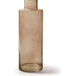 Jodeco Bloemenvaas Willem - transparant beige glas - D11,5 x H26 cm - fles vorm vaas - Vazen