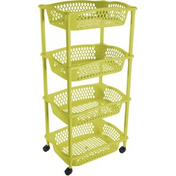 Keuken opberg trolleys/roltafels met 4 manden 86 cm groen - Opberg trolley