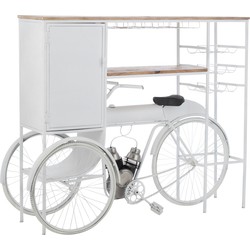 J-line - Bar Fiets Metaal/mango Hout Wit/naturel - 173x64x119cm