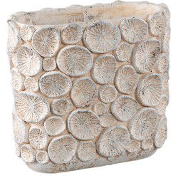 PTMD Bloempot Ayisy - 30x15x28 cm - Cement - Creme
