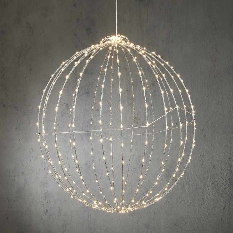 Luca Lighting Kerstverlichting Bal met Klassiek Witte LED Lampjes - Ø60 cm - Zilver - 